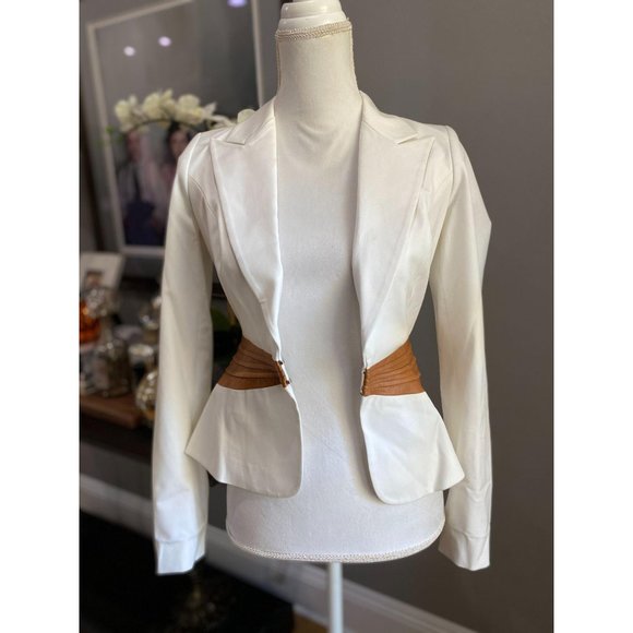 Marciano / Guess Faux Leather Blazer Cream 0 NWT - Picture 6 of 10